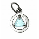 Sterling Silver Pendant, Alcoholics Anonymous AA Body Jewelry, Available in 12 Different 5mm Triangle Colored CZ Birthstones