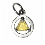 Sterling Silver Pendant, Alcoholics Anonymous AA Body Jewelry, Available in 12 Different 5mm Triangle Colored CZ Birthstones