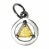 Sterling Silver Pendant, Small Size, Available in 12 Different 5mm Triangle Colored CZ Birthstones