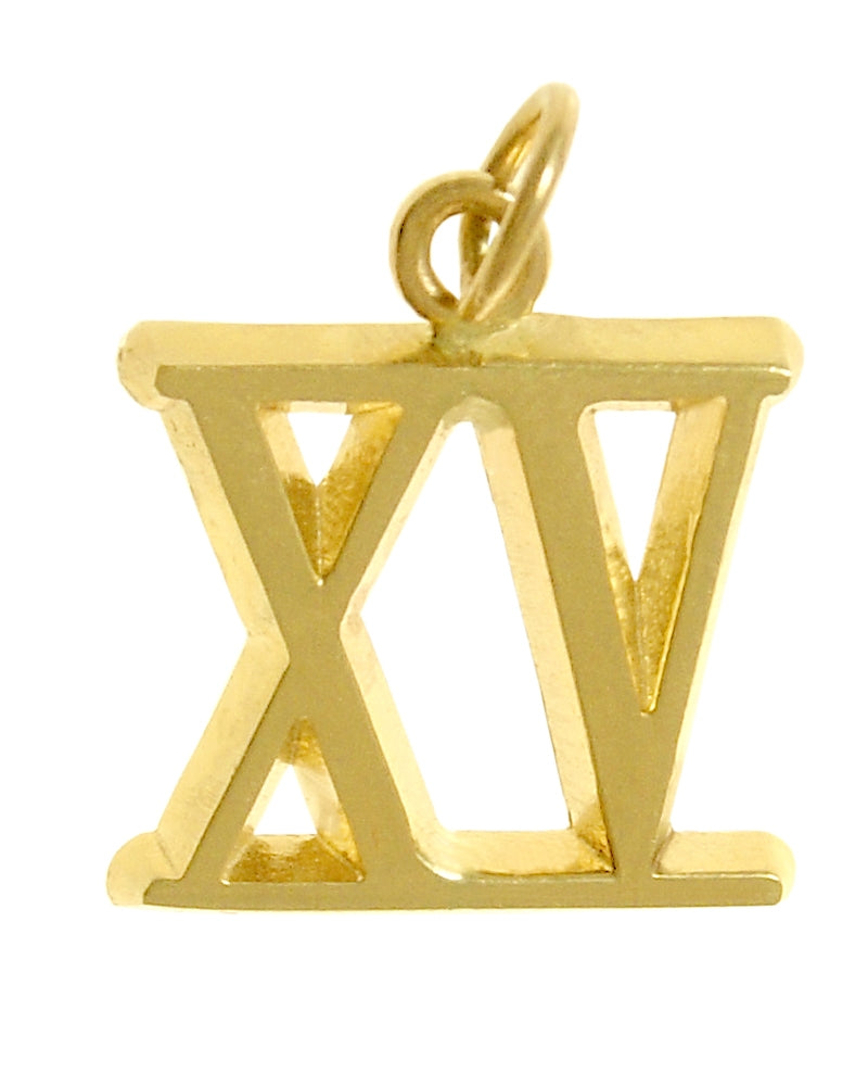 14k Gold Pendant, Roman Numerals for Celebrating All Occasions; Anniversary, Birthdays