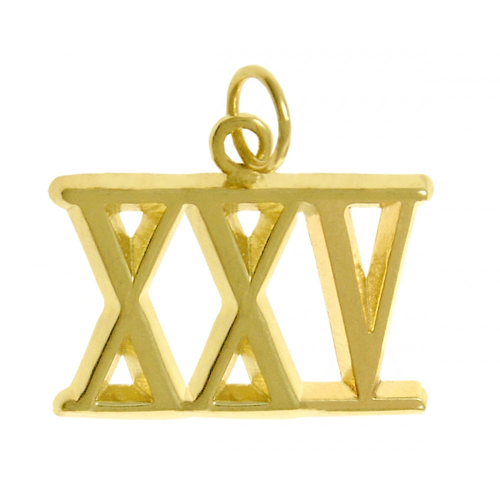 14k Gold Pendant, Roman Numerals for Celebrating All Occasions; Anniversary, Birthdays