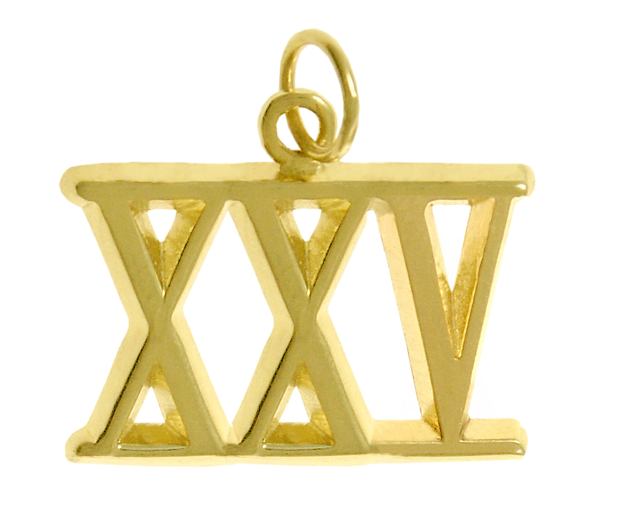 14k Gold Pendant, Roman Numerals for Celebrating All Occasions; Anniversary, Birthdays