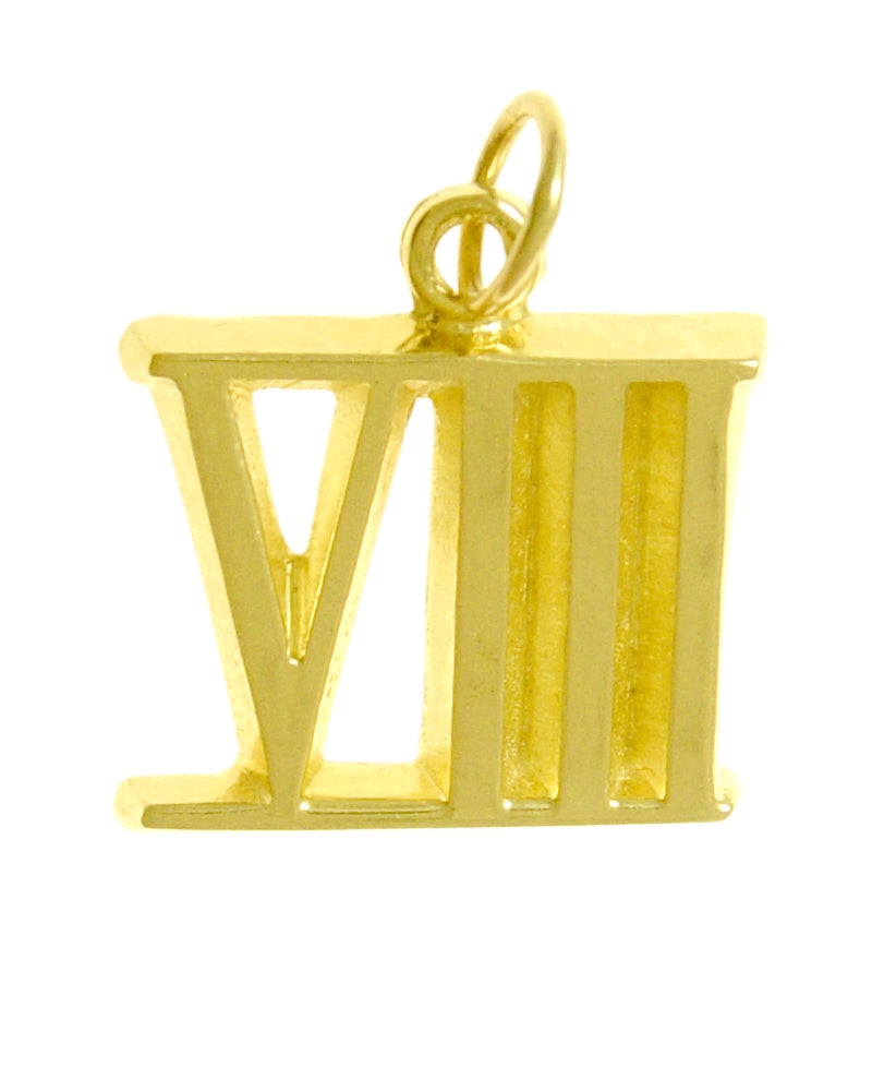 14k Gold Pendant, Roman Numerals for Celebrating All Occasions; Anniversary, Birthdays