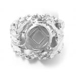 Sterling Silver Mens Ring with Narcotics Anonymous NA Symbol in a Wide Nugget Style