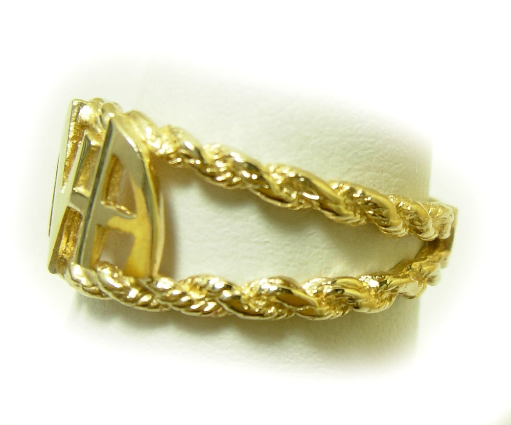 14k Gold Ring, "NA " Initials on a Open Rope Style Band