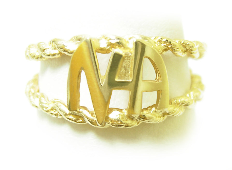 14k Gold Ring, "NA " Initials on a Open Rope Style Band