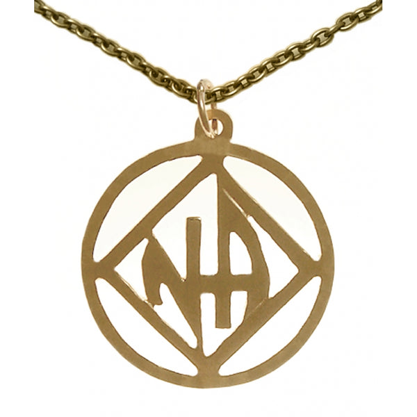 Set of Brass Narcotics Anonymous NA Symbol #558 Pendant with Brass Chain, $14.50-$16.00, Chain Available in 3 Different Lengths