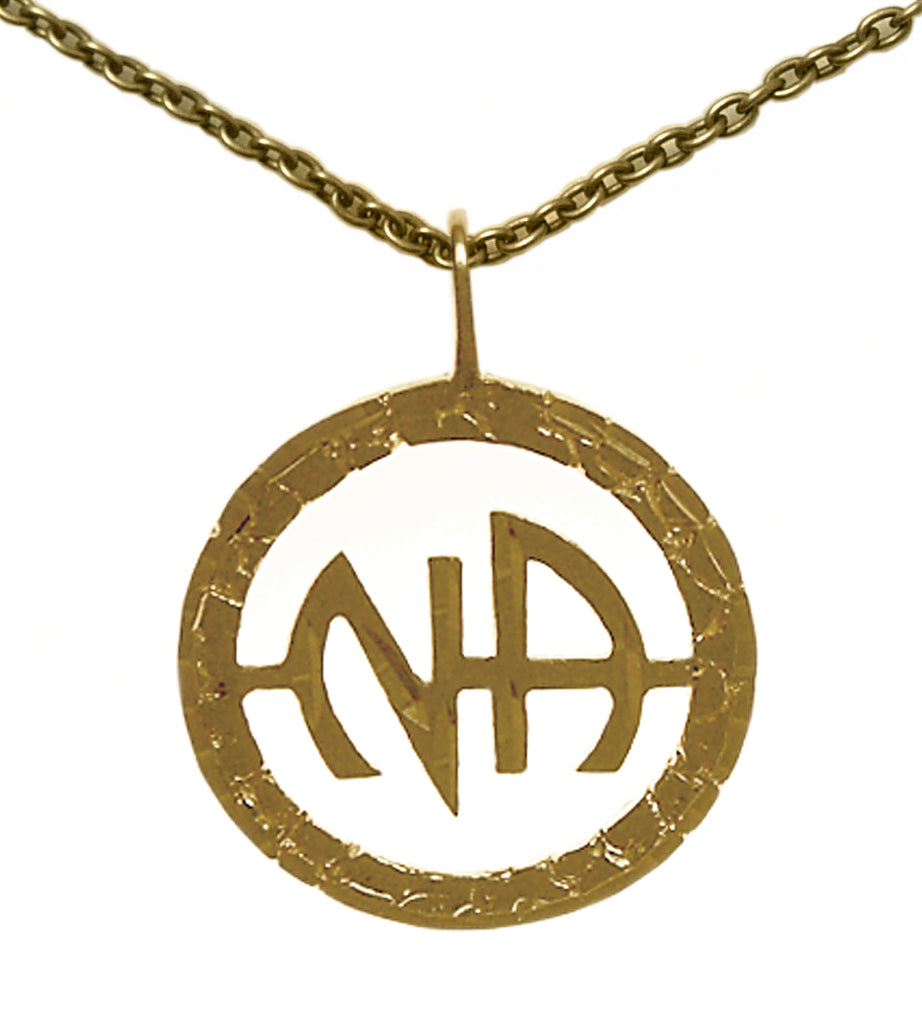 Set of Brass Narcotics Anonymous NA Initials Pendant #559 with Brass Chain, $13.50 Chain Available in 18" only.