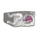 Sterling Silver Mens Ring Rectangular Ravine Textured Style Alcoholics Anonymous AA Symbol with a 5X5mm CZ Triangle in Purple Amethyst Color