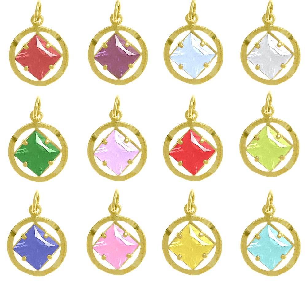 14k Gold Pendant, Narcotics Anonymous NA Symbol with 12 Different Birthstones