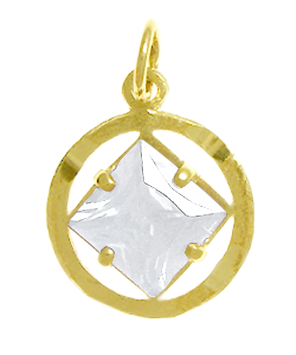 14k Gold Pendant, Narcotics Anonymous NA Symbol with 12 Different Birthstones
