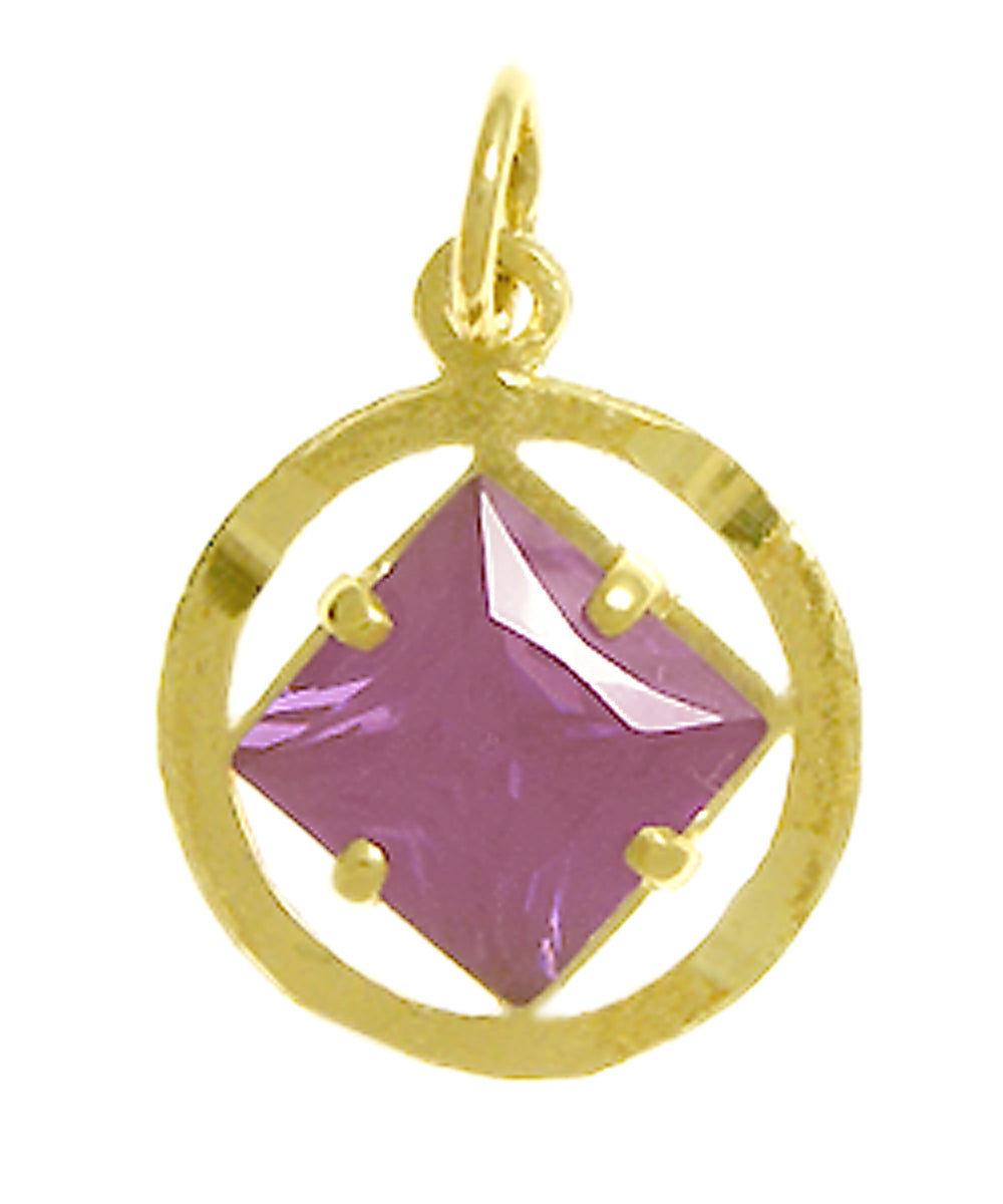 14k Gold Pendant, Narcotics Anonymous NA Symbol with 12 Different Birthstones