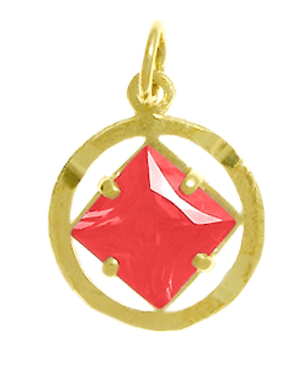 14k Gold Pendant, Narcotics Anonymous NA Symbol with 12 Different Birthstones