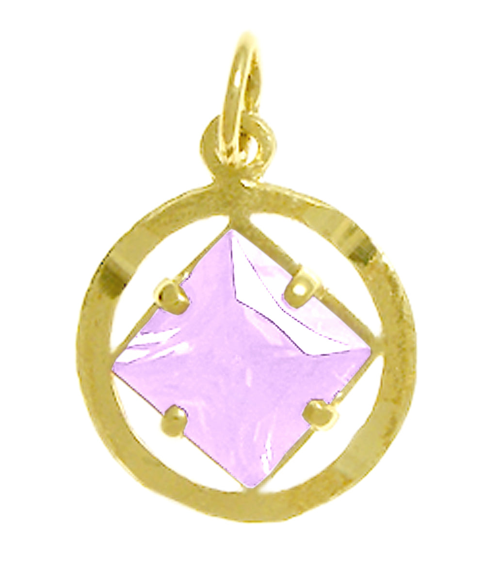 14k Gold Pendant, Narcotics Anonymous NA Symbol with 12 Different Birthstones