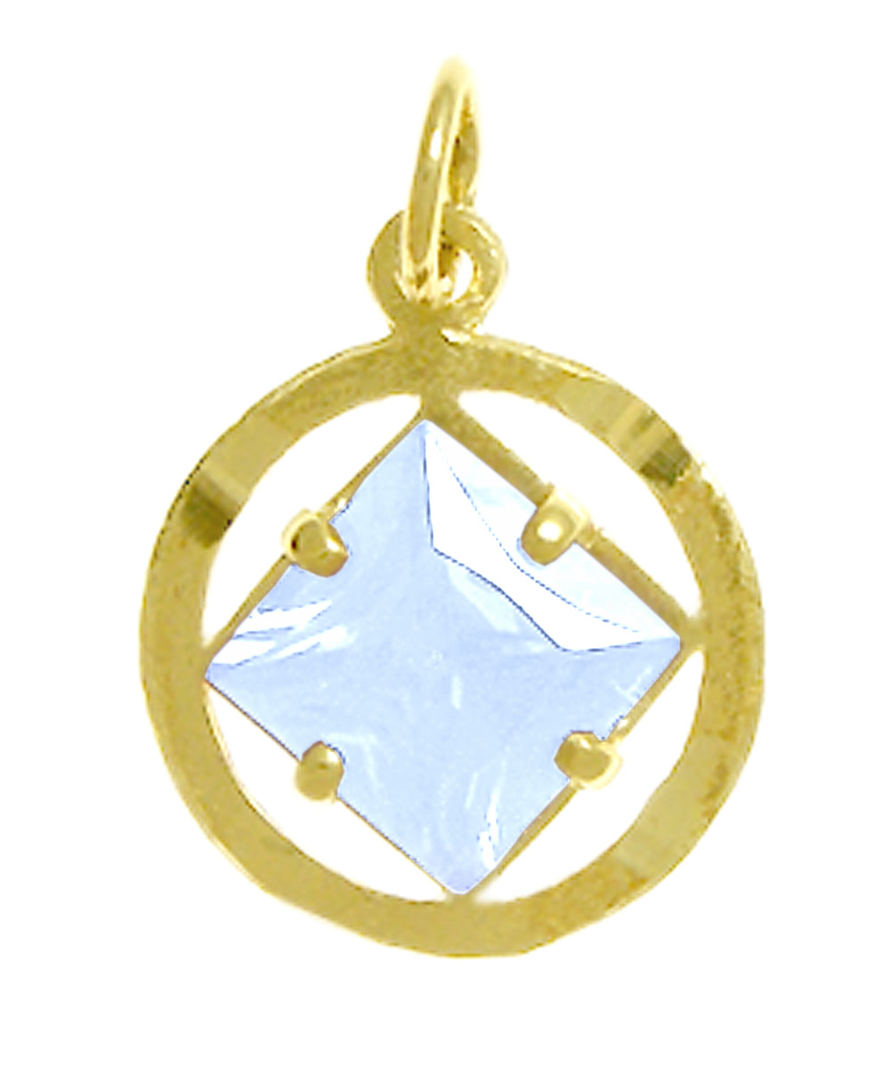 14k Gold Pendant, Narcotics Anonymous NA Symbol with 12 Different Birthstones