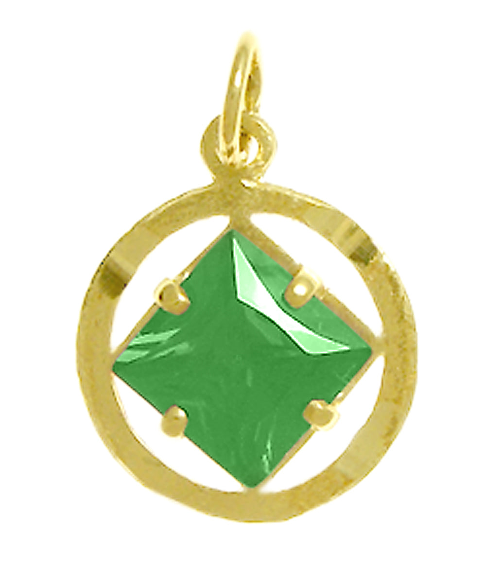 14k Gold Pendant, Narcotics Anonymous NA Symbol with 12 Different Birthstones