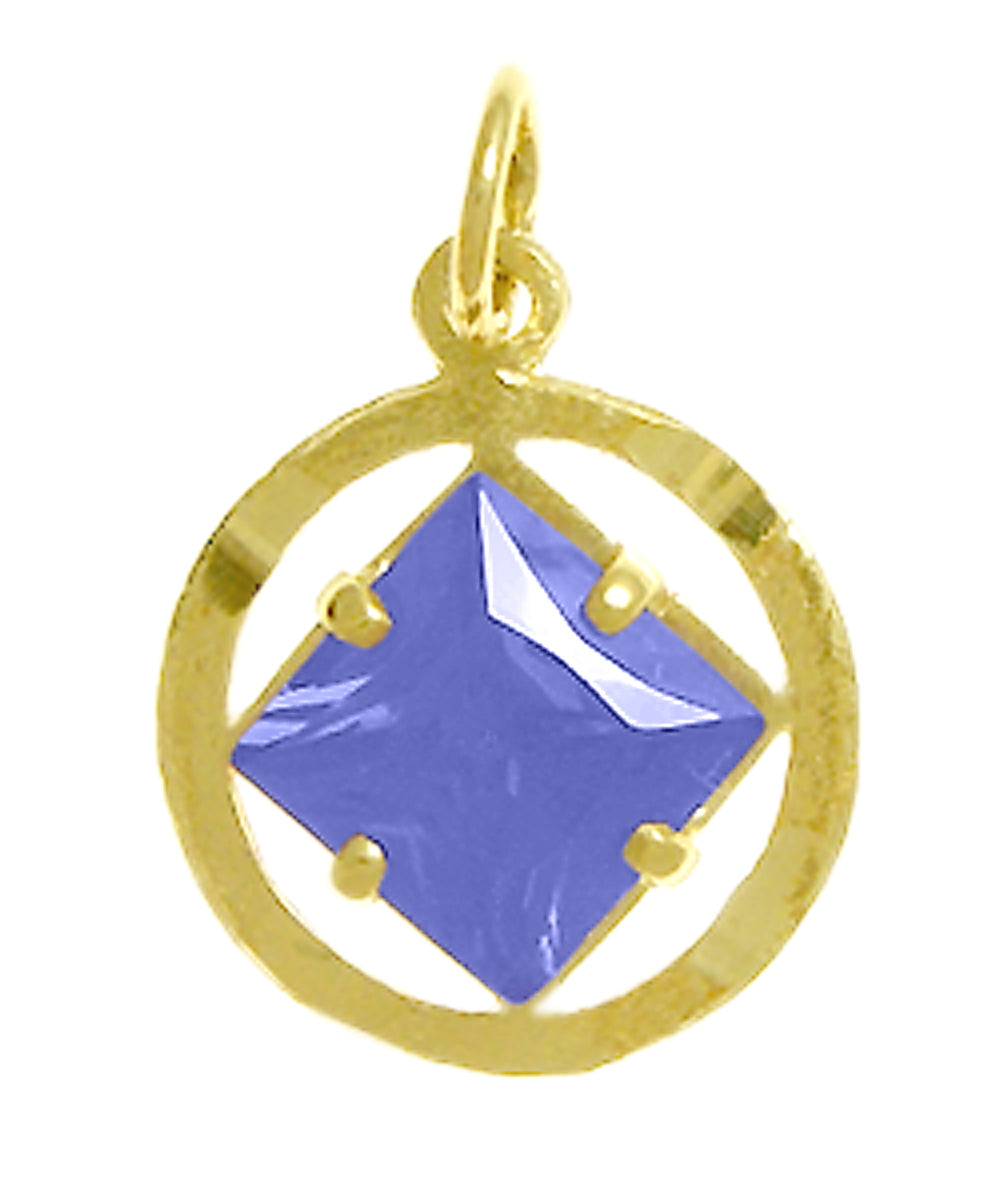 14k Gold Pendant, Narcotics Anonymous NA Symbol with 12 Different Birthstones