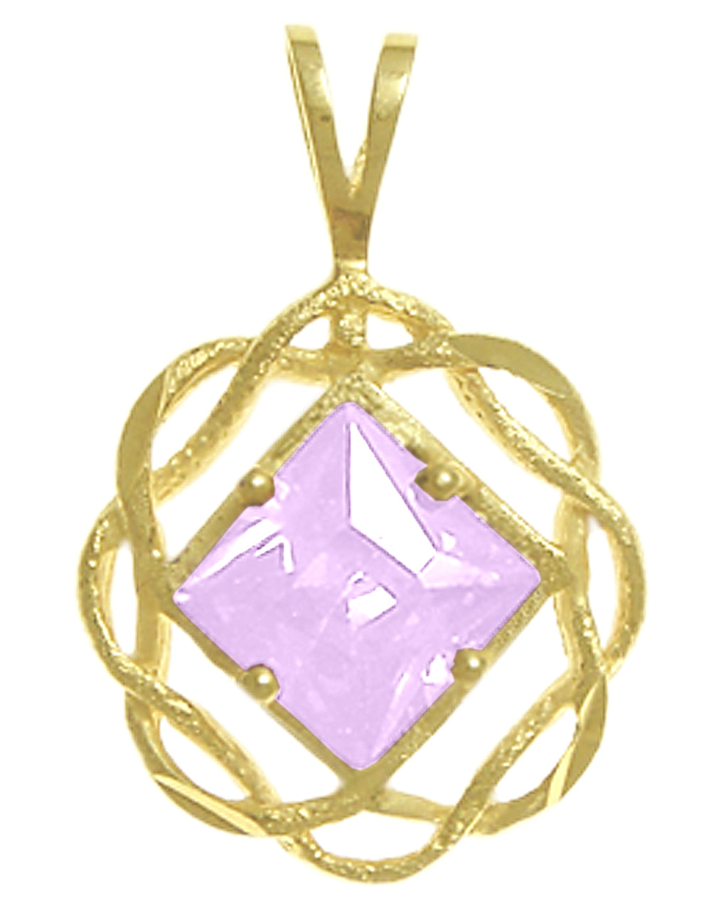14k Gold Pendant, Medium Size, Narcotics Anonymous NA Basket Weave Circle, Available in 12 Different Birthstones