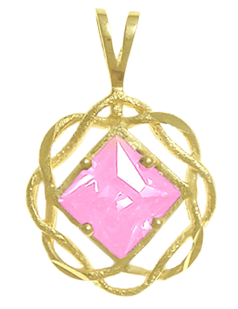 14k Gold Pendant, Medium Size, Narcotics Anonymous NA Basket Weave Circle, Available in 12 Different Birthstones