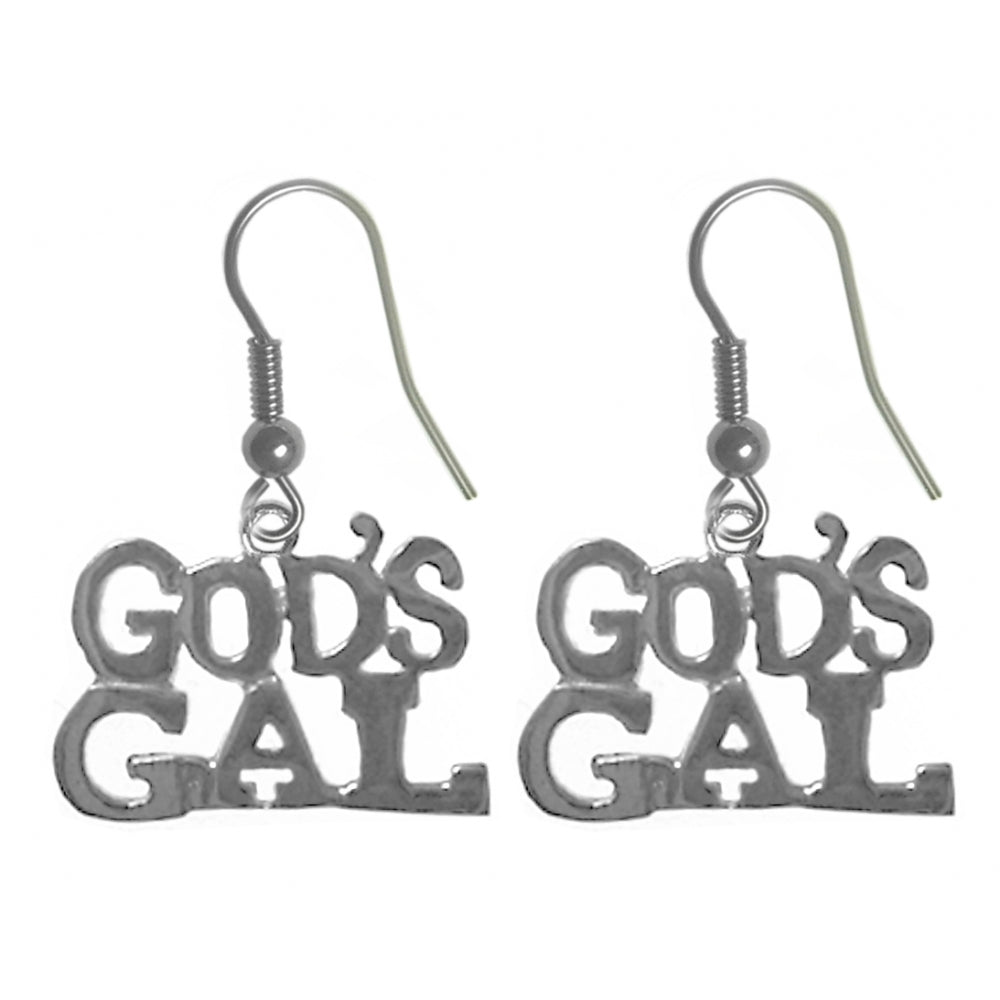 Sterling Silver, Sayings Earrings, "GOD'S GAL"