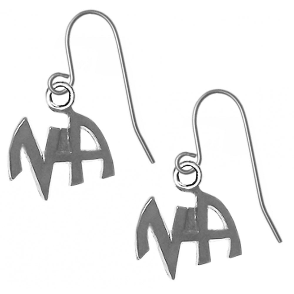 Sterling Silver Earrings, Small "Narcotics Anonymous" Initials