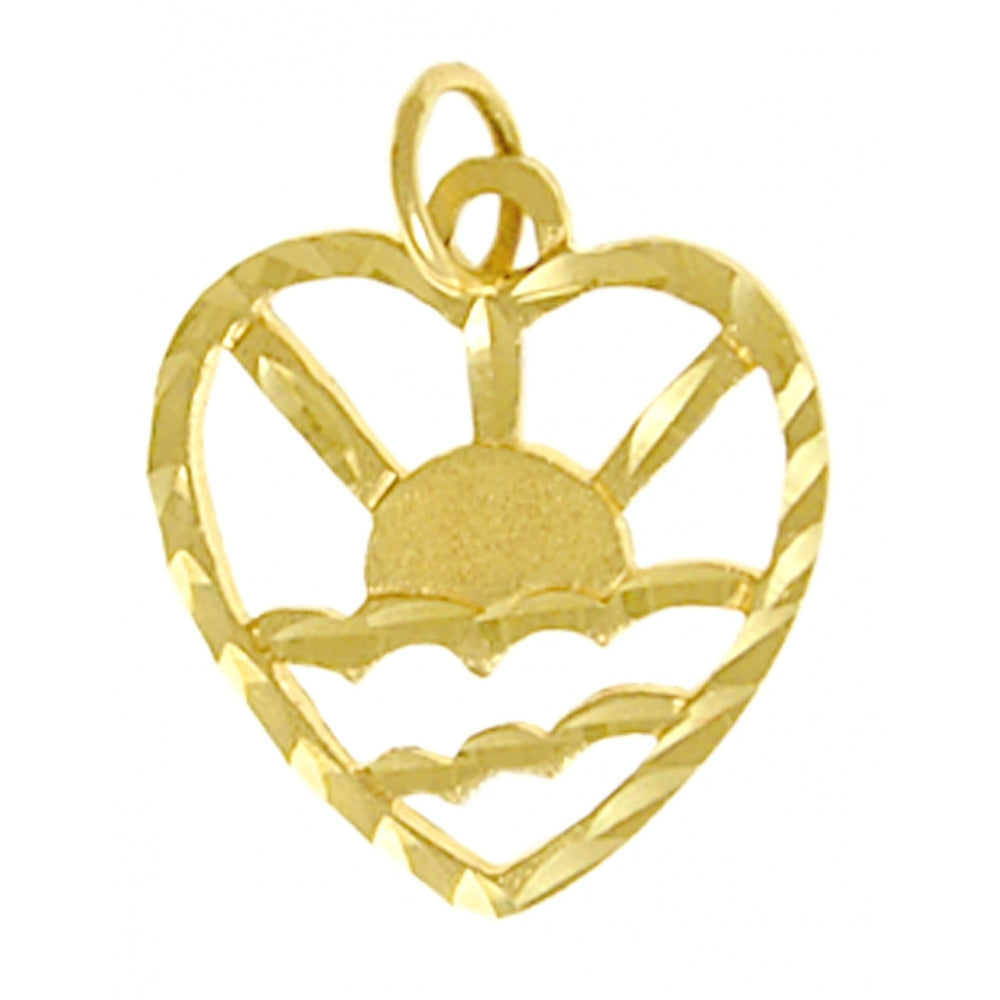 14k Gold PendantAdult Children of Alcoholics (ACOA) Pendant, Sunrise inside of a Heart