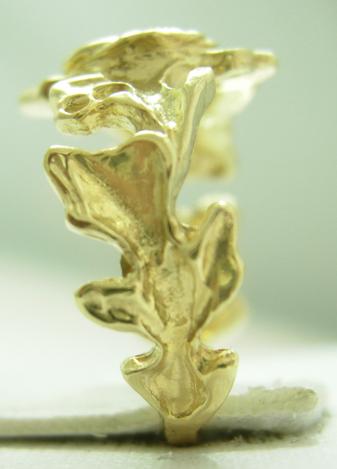 14k Gold Ring, Alcoholics Anonymous AA Symbol with a Leaf Style Design