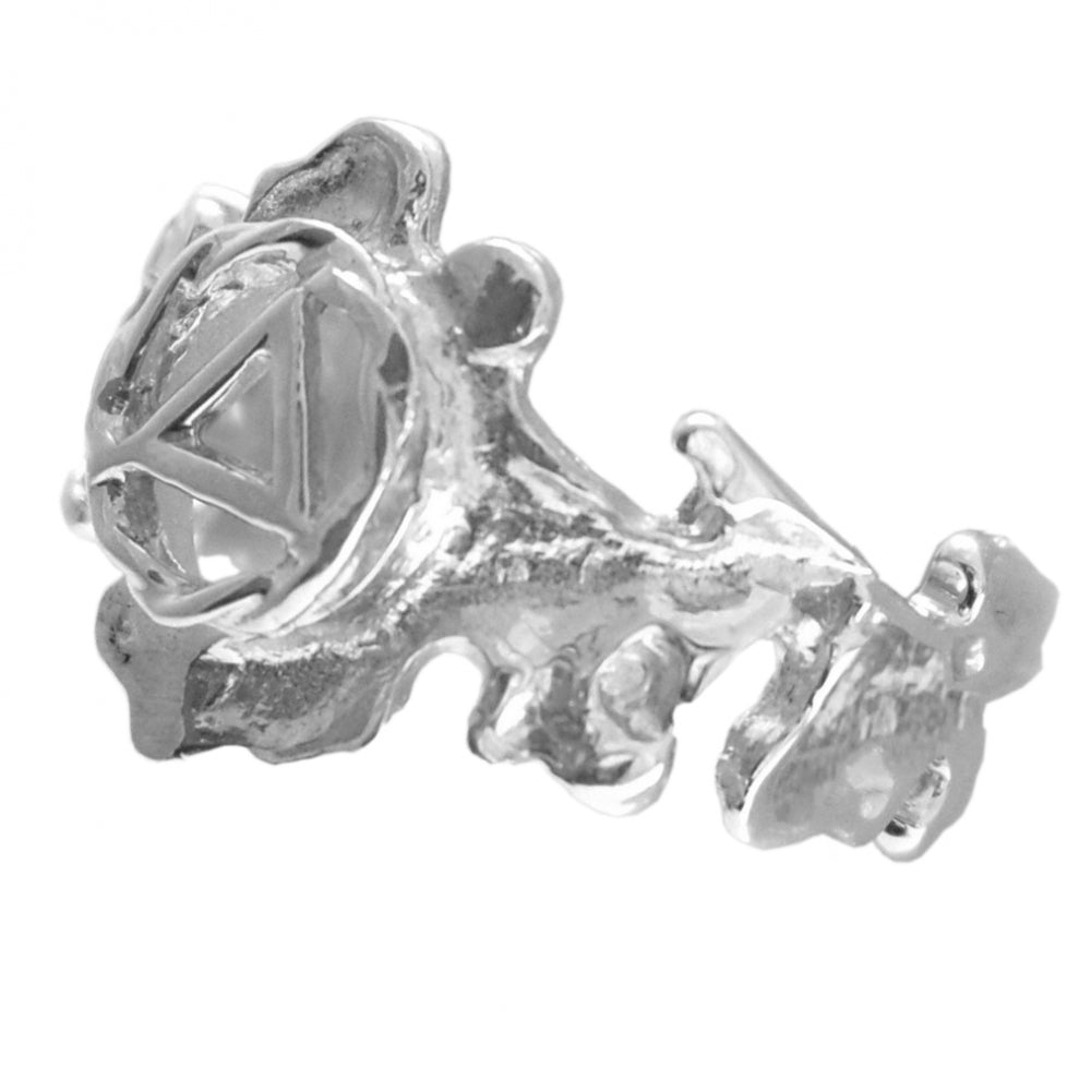 Sterling Silver Ring, Alcoholics Anonymous AA Symbol with a Leaf Style Design