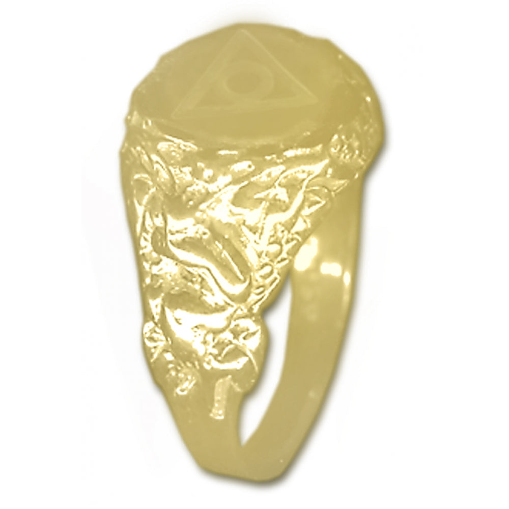 14k Gold Ring, Mens Alanon Symbol Nugget Style