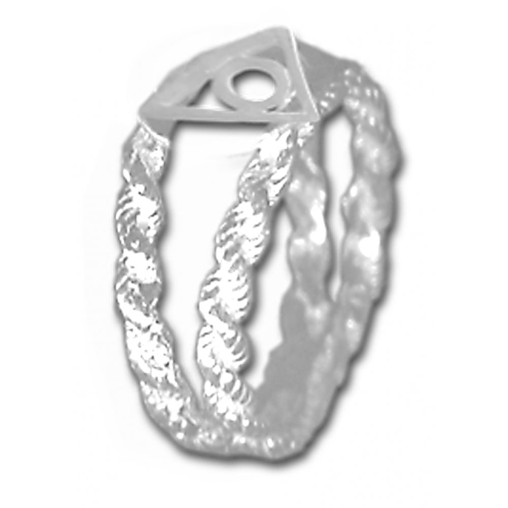 Sterling Silver Ring, Family Recovery Symbol on a Open Rope Style Band