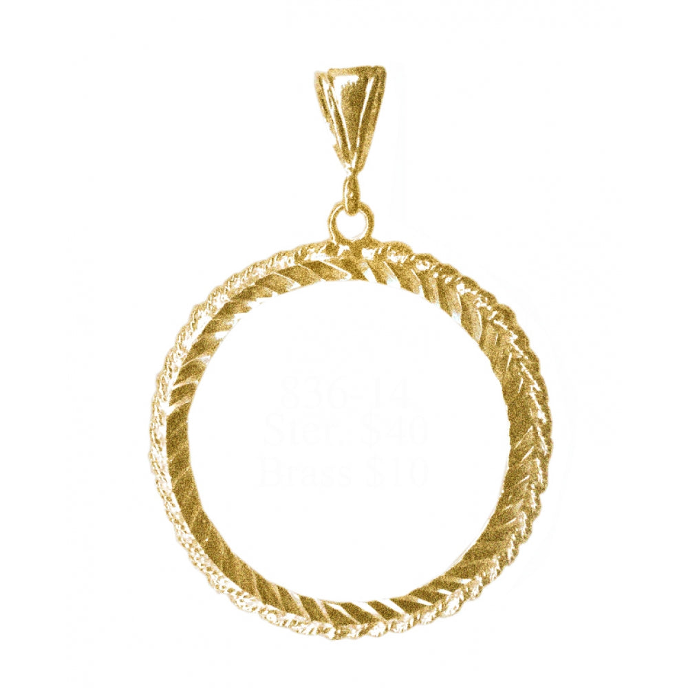 Brass, Medallion Holder, Rope Style, Antiqued Finish