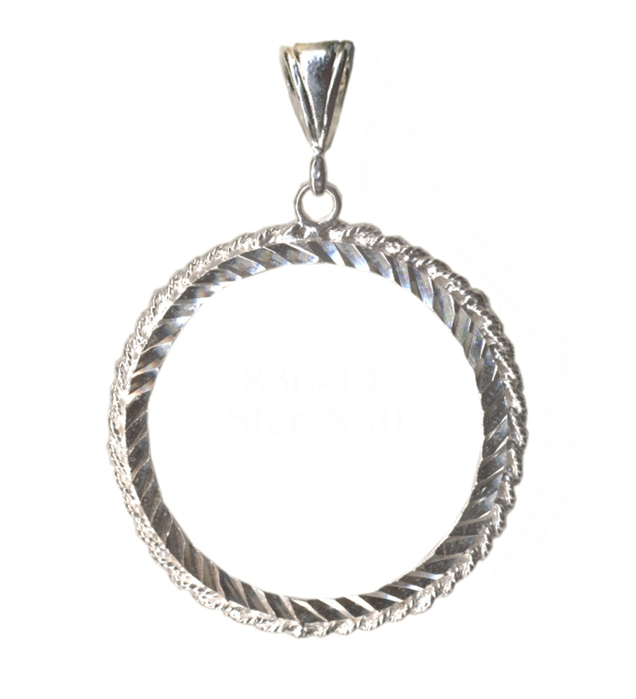 Sterling Silver, Alcoholics Anonymous AA Medallion Holder, Rope Style