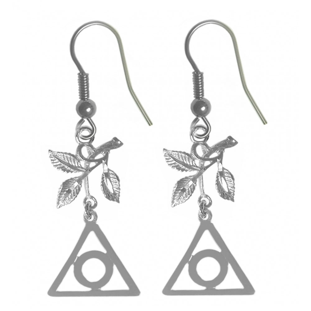 Sterling Silver Earrings, Family Recovery Symbol with 3 Leaves