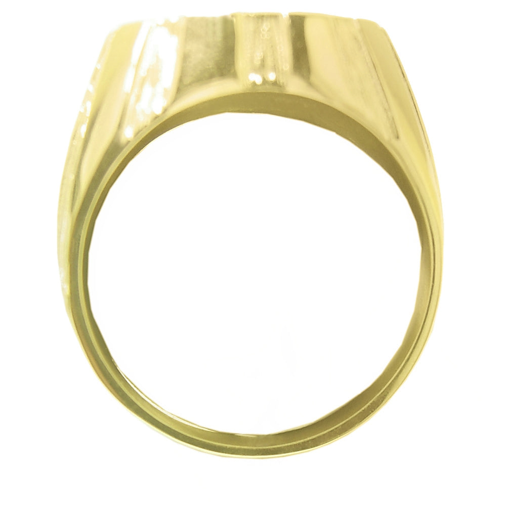 14k Gold, Mens Ring with Alcoholics Anonymous AA Symbol in a Handsome Signet Style Ring