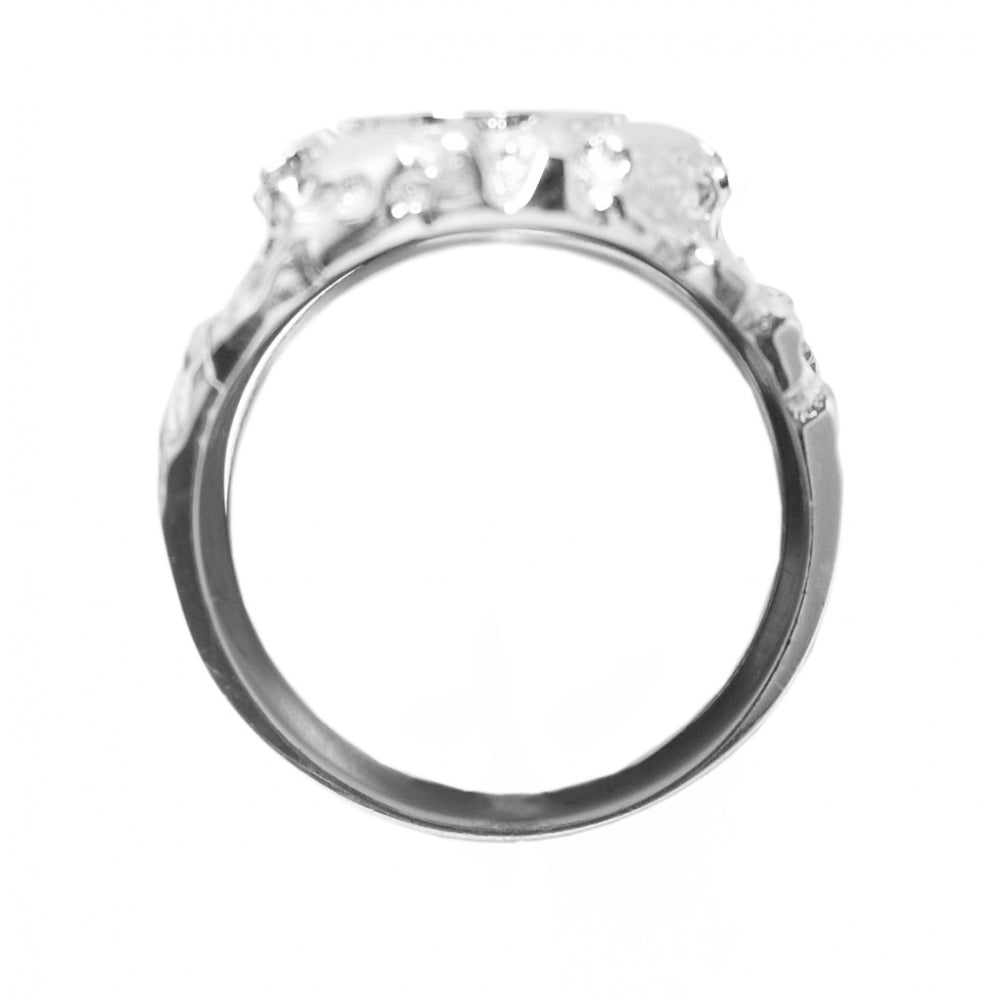 Sterling Silver Mens Ring with Alcoholics Anonymous AA Symbol in a Wide Nugget Style