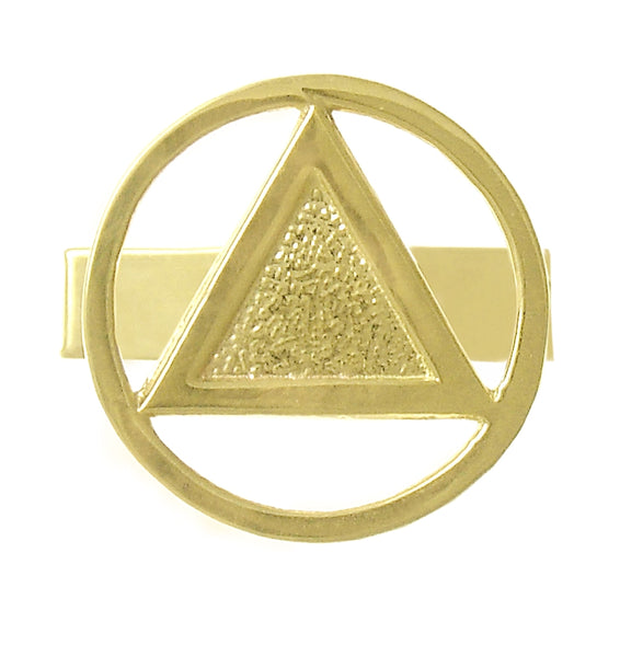 14k Gold Cuff Links, Alcoholics Anonymous AA Circle Triangle in Solid Coin Style Finish