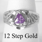 Sterling Silver Ring Alcoholics Anonymous AA Symbol with a 5X5mm CZ Triangle, Filigree Style
