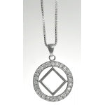 Set of Narcotics Anonymous NA Symbol #26Narcotics Anonymous NA CZ Pendant with #212 Medium Box Chain, Chain Available in 3 Different Lengths