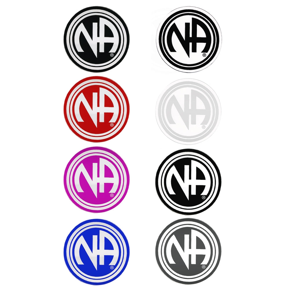 3" Round "NA " Initial Recovery Sticker, Available in 7 Colors