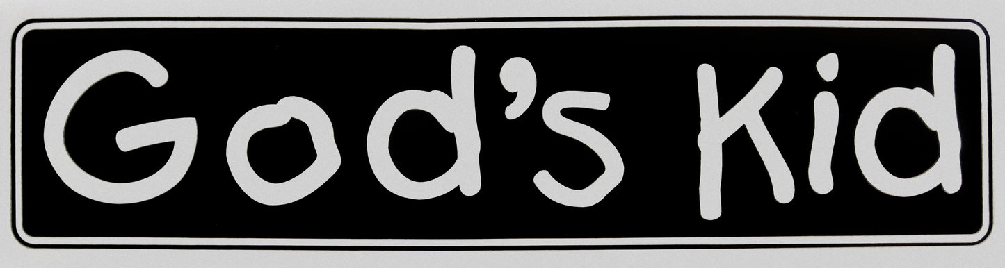 "God's Kid" Bumper Sticker, Available in 3 Colors, Size 11-1/2" x 3"