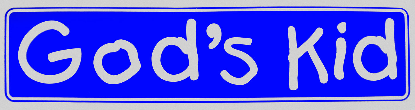 "God's Kid" Bumper Sticker, Available in 3 Colors, Size 11-1/2" x 3"