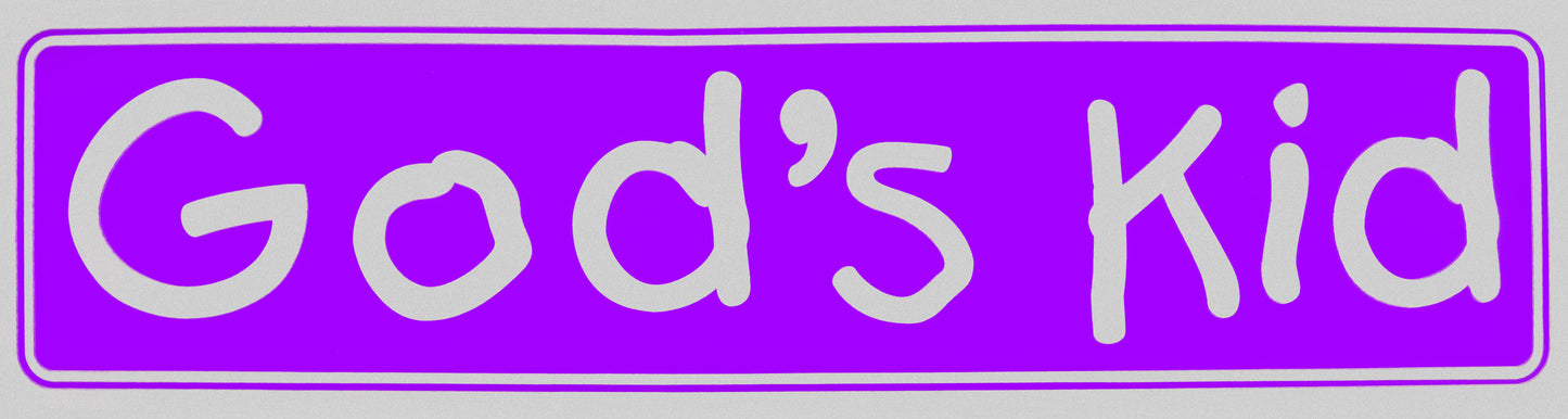 "God's Kid" Bumper Sticker, Available in 3 Colors, Size 11-1/2" x 3"