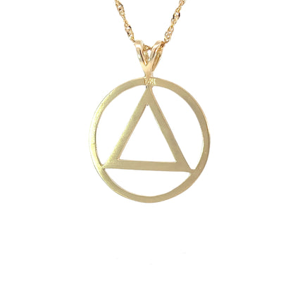 14k Gold Pendant, Flat Style Alcoholics Anonymous AA, Large Size