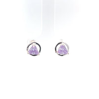 Sterling Silver Earrings, Available in 12 Different 5mm Triangle Colored CZ Birthstones