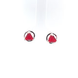 Sterling Silver Earrings, Available in 12 Different 5mm Triangle Colored CZ Birthstones