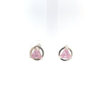 Sterling Silver Earrings, Available in 12 Different 5mm Triangle Colored CZ Birthstones