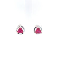 Sterling Silver Earrings, Available in 12 Different 5mm Triangle Colored CZ Birthstones