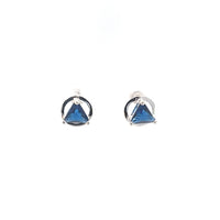 Sterling Silver Earrings, Available in 12 Different 5mm Triangle Colored CZ Birthstones