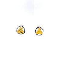 Sterling Silver Earrings, Available in 12 Different 5mm Triangle Colored CZ Birthstones