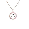Alcoholics Anonymous (AA) Symbol Pendant in a Circle of Crystals – Sterling Silver Recovery Jewelry